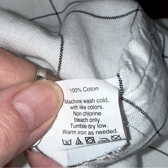 Madewell White Windowpane Grid Cotton Button Front Blouse Large - Picture 7 of 8